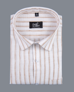 Vertical Stripe Fawn with White Men Shirt