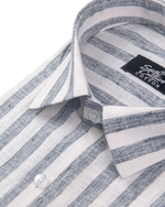 Linen White With Light Grey Colour Patta Print Shirt For Men