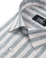 Linen White With Carbon Blue Colour Patta Print For Men
