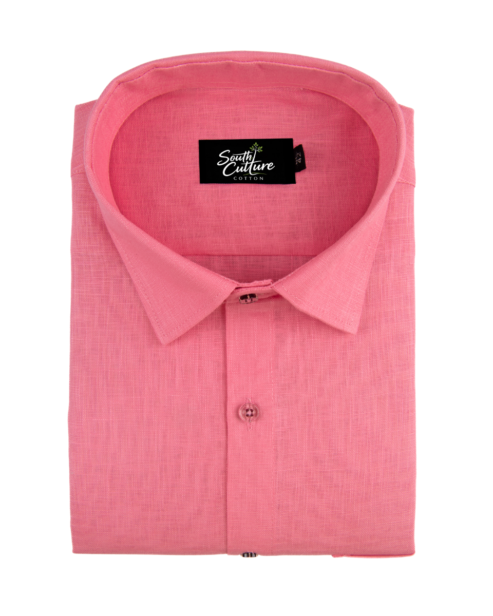 Premium Linen Blend Pink Colour Men's Shirt