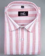 Linen Stripe Pink with White Men Shirt