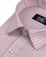 Baby Pink Colour Cotton Shirt With Fine White Stripe Men Shirt