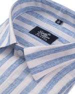 Linen White With Sky Blue Colour Shirt For Men