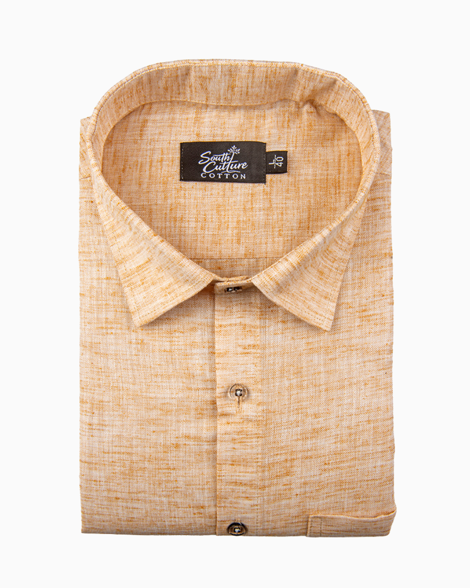 Linen Texture Light Mustard Colour Men's Shirt