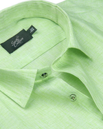 Cotton Linen Parrot Green Colour Shirt for Men