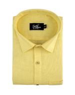 Premium Linen Blend Lemon Yellow Colour Men's Shirt