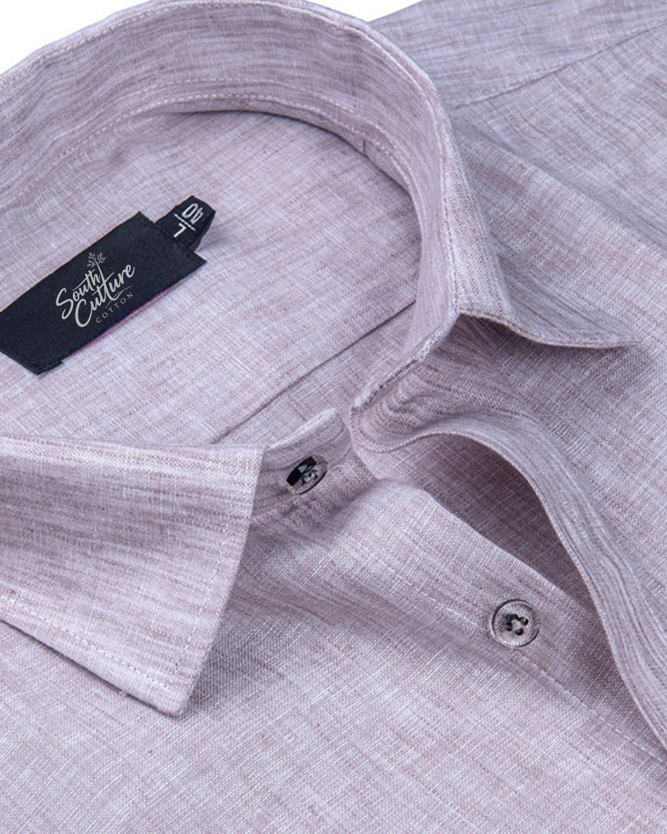 Cotton Linen Light Lavender Colour Shirt for Men