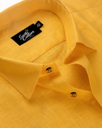 Premium Linen Blend Gold Yellow Colour Men's Shirt