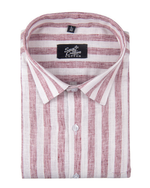 Linen White Pink Colour Patta Print Shirt For Men