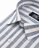 Linen White With Light Grey Colour Patta Print Shirt For Men