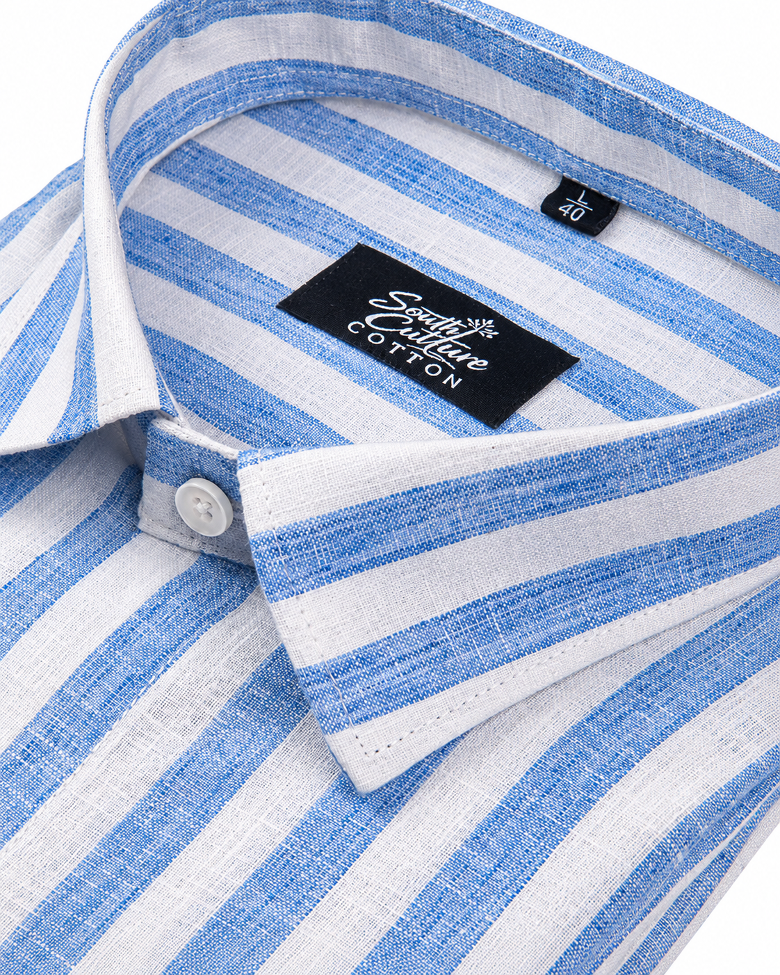 Linen White With Sky Blue Colour Shirt For Men