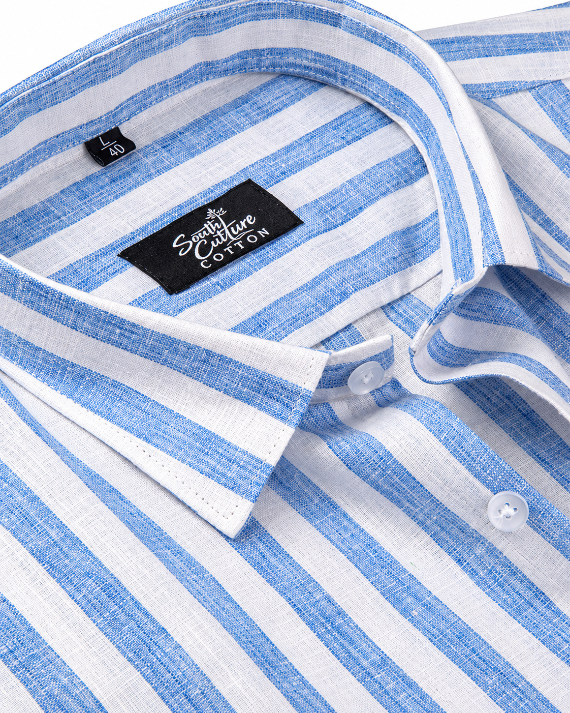 Linen White With Sky Blue Colour Shirt For Men