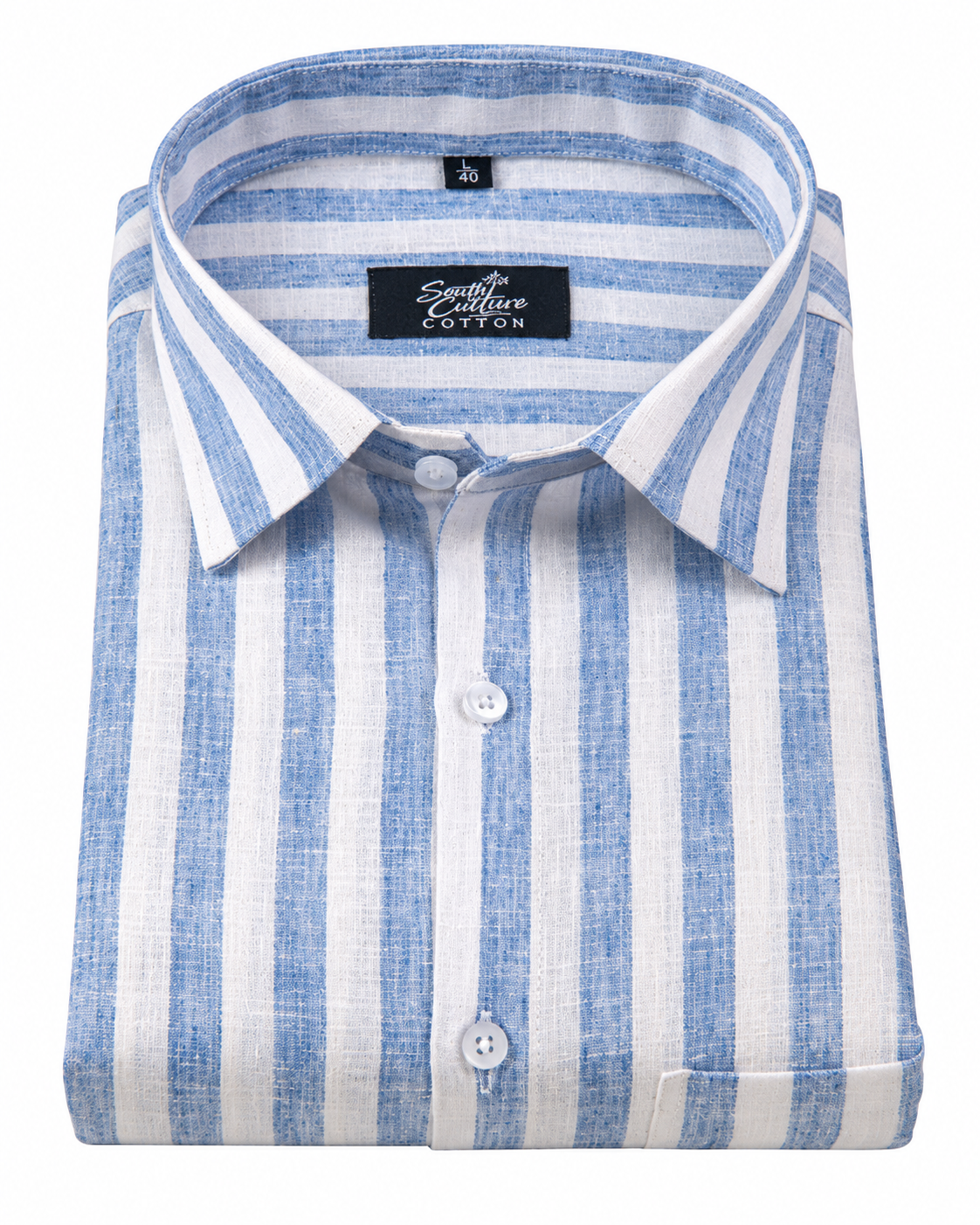 Linen White With Sky Blue Colour Shirt For Men