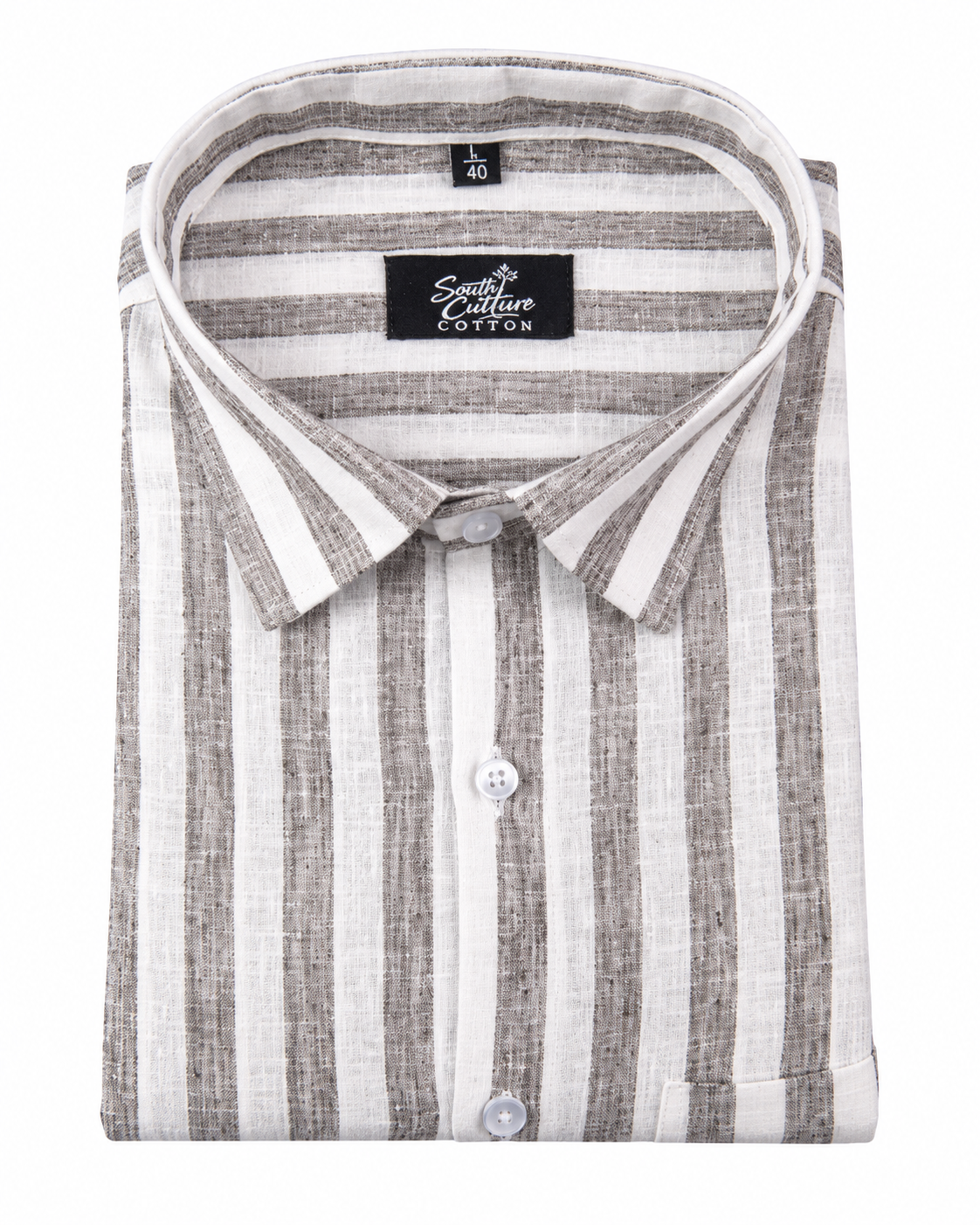 Linen White With Dusty Colour Patta Print Shirt For Men