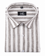 Linen White With Dusty Colour Patta Print Shirt For Men
