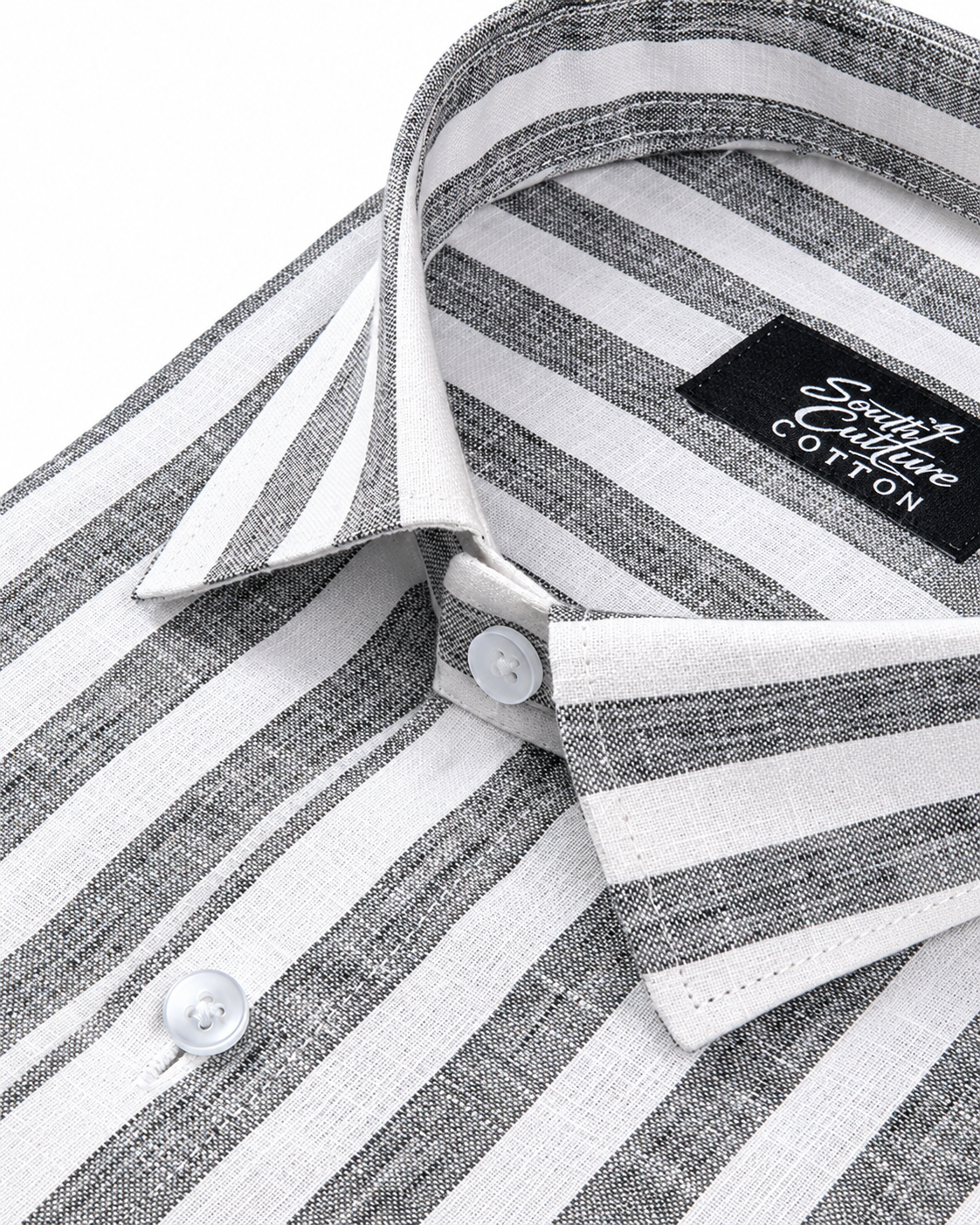 Linen White With Grey Colour Patta Print Shirt For Men