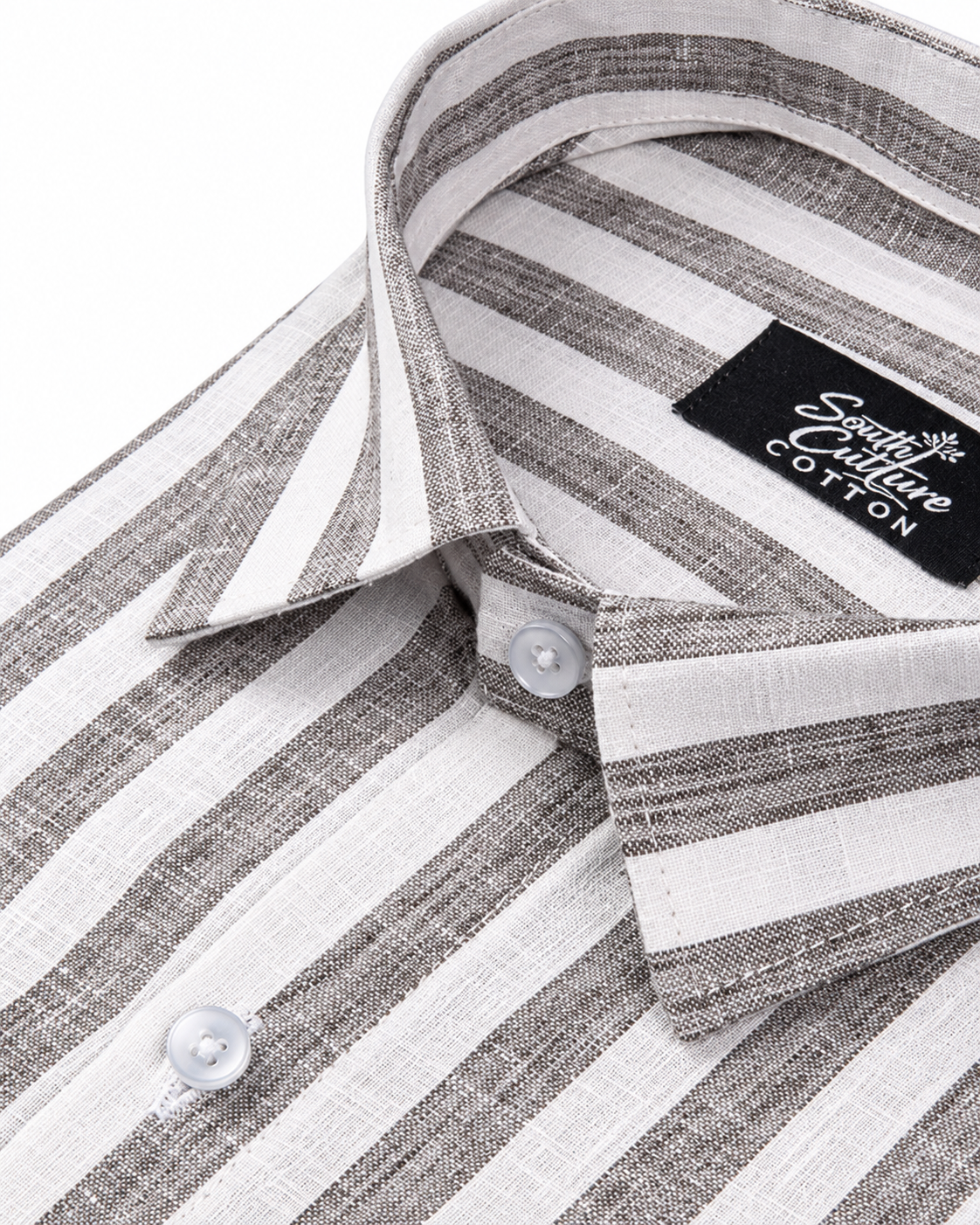 Linen White With Dusty Colour Patta Print Shirt For Men
