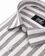 Linen White With Dusty Colour Patta Print Shirt For Men