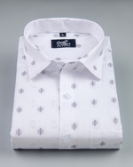 Linen Butta Geo Dot Print Navy Blue Men Shirt