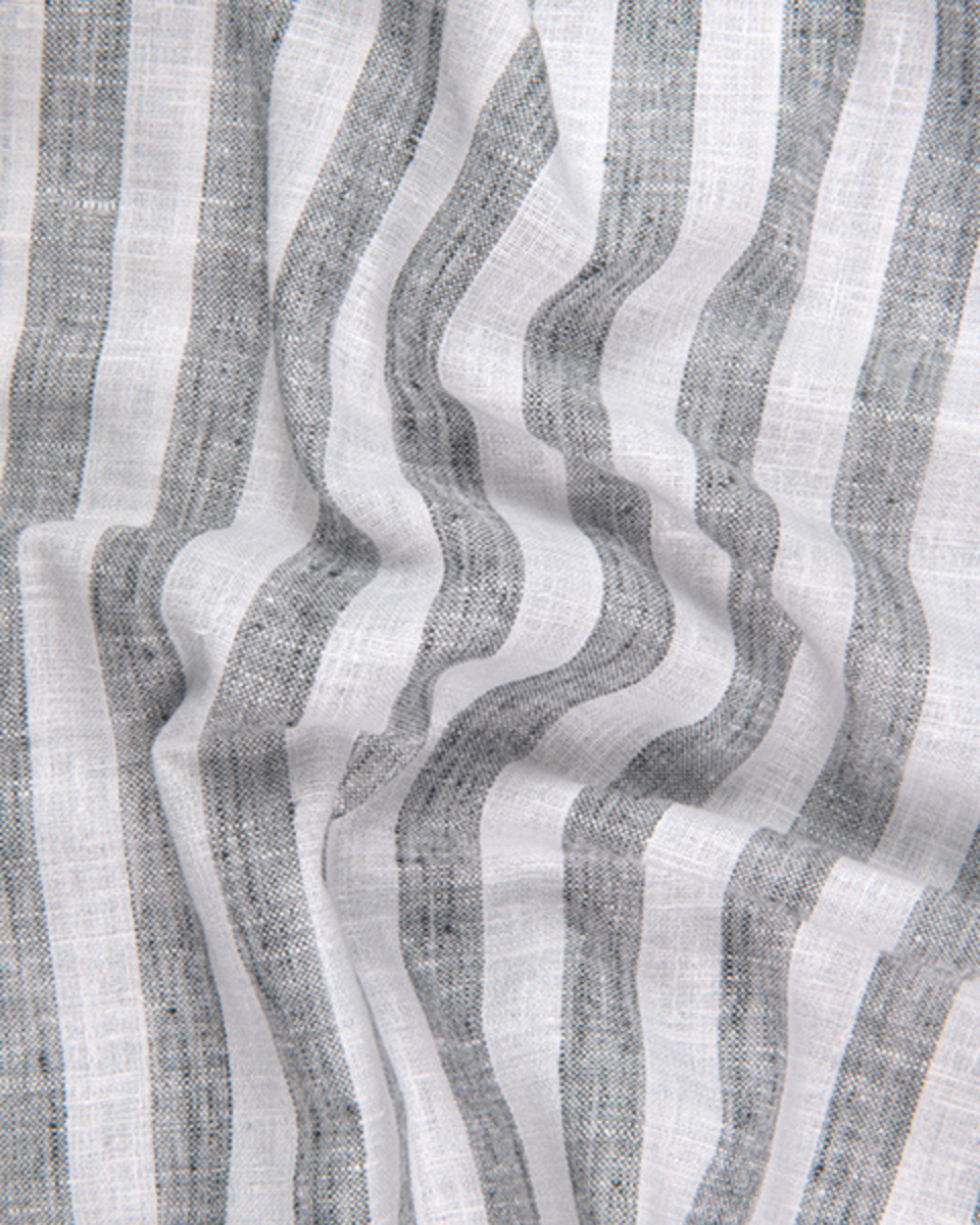 Linen White With Grey Colour Patta Print Shirt For Men