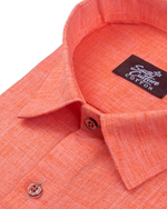 Linen Texture Peach Orange Colour Men's Shirt
