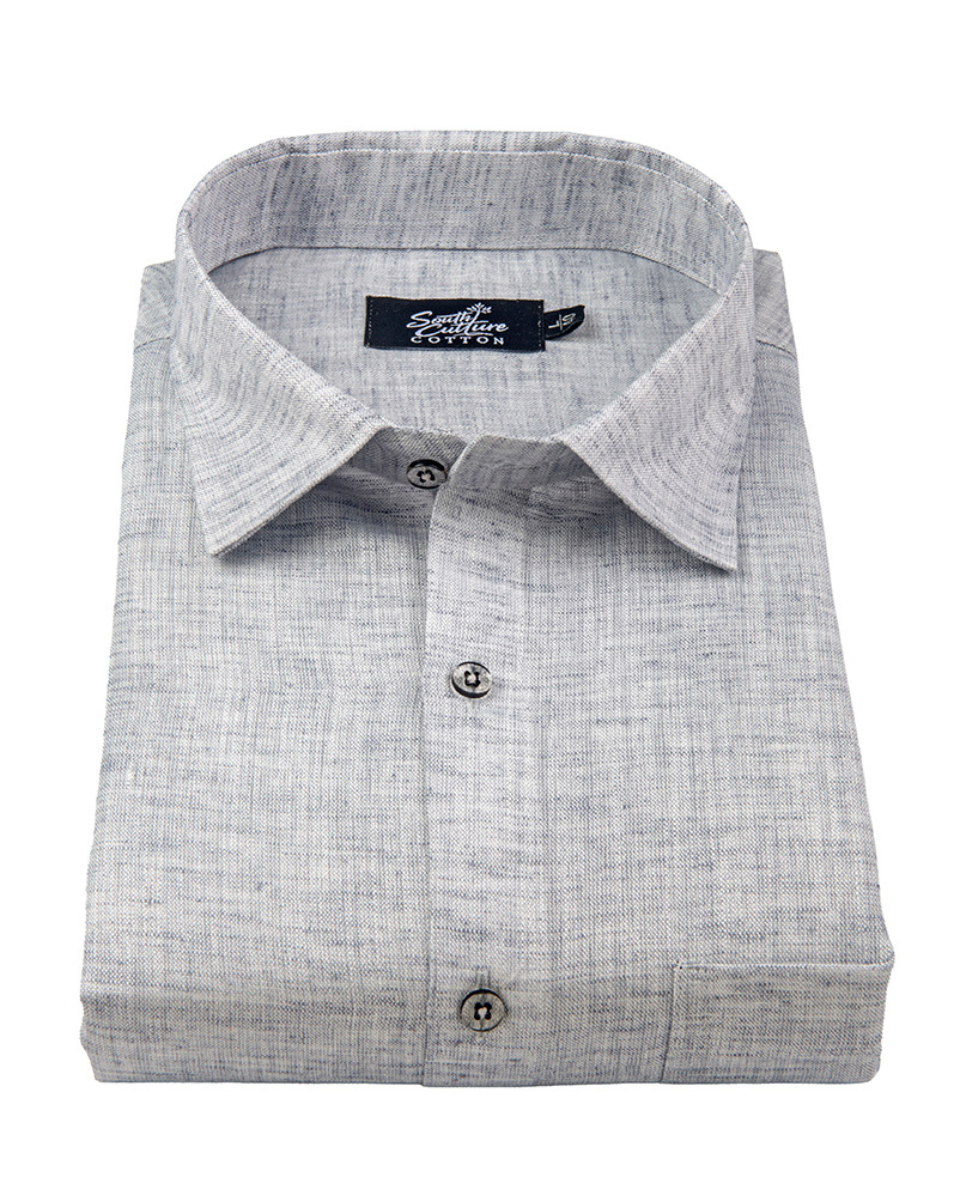 Linen Texture Ash Grey Colour Men's Shirt