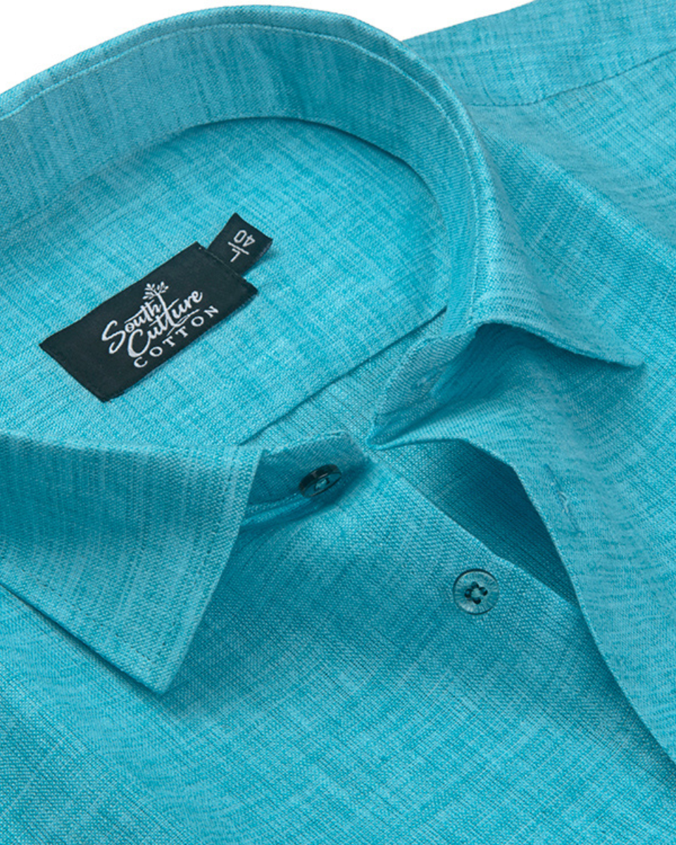 Linen Texture Sky Colour Men's Shirt