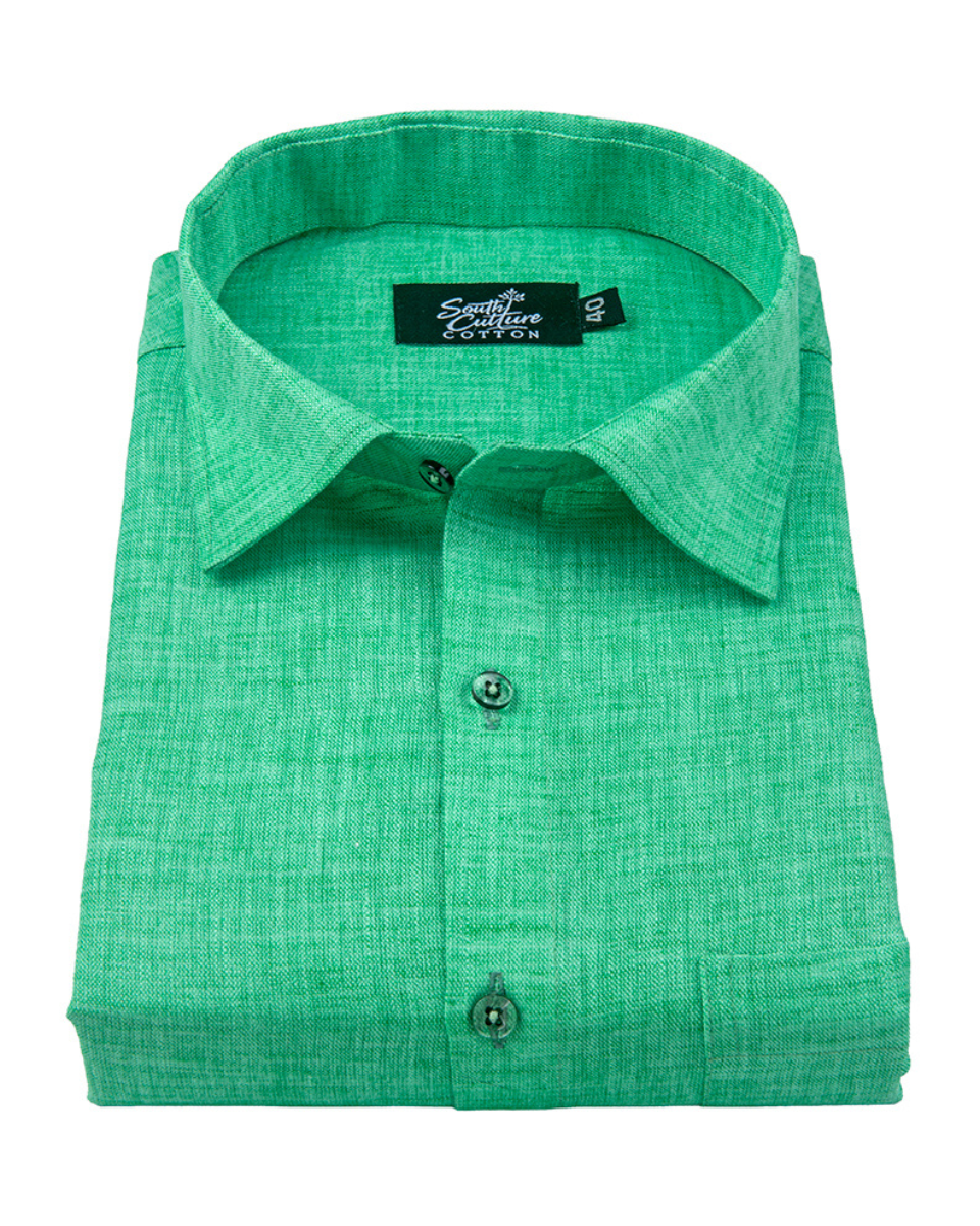 Linen Texture Teal Green Colour Men's Shirt