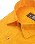 Linen Texture Mango Gold Colour Men's Shirt