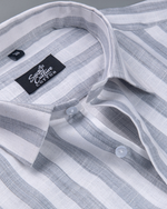 Linen Stripe Gray with White Men Shirt