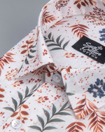 Italian Linen Nature Sketch Print Cream Rama Red Mix