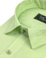 Cotton Linen Parrot Green Colour Shirt for Men
