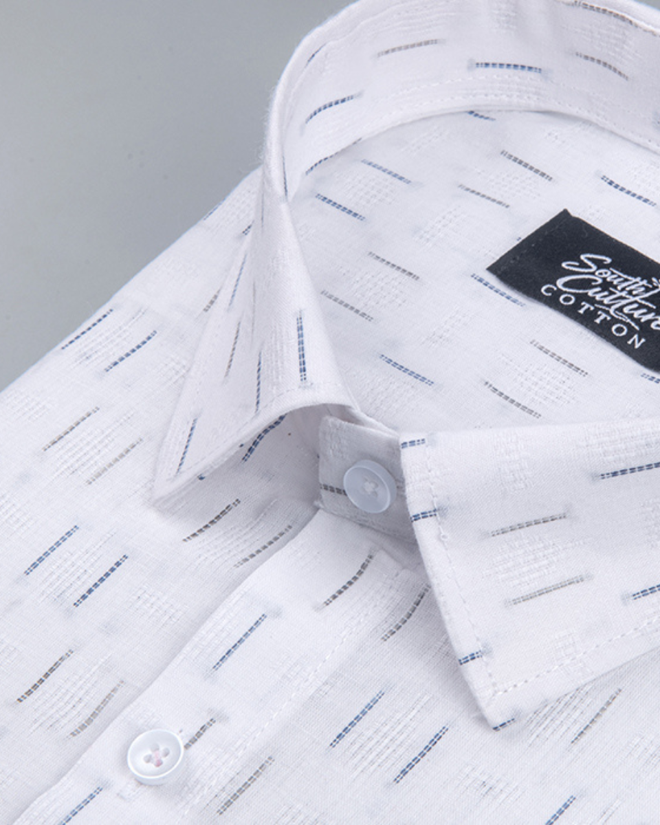 Linen Butta Vertical Dash Pattern Men Shirt