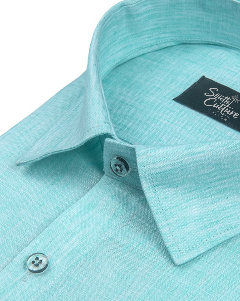Cotton Linen Aqua Blue Colour Shirt for Men