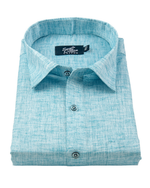 Linen Texture Light Aqua Blue Men's Shirt