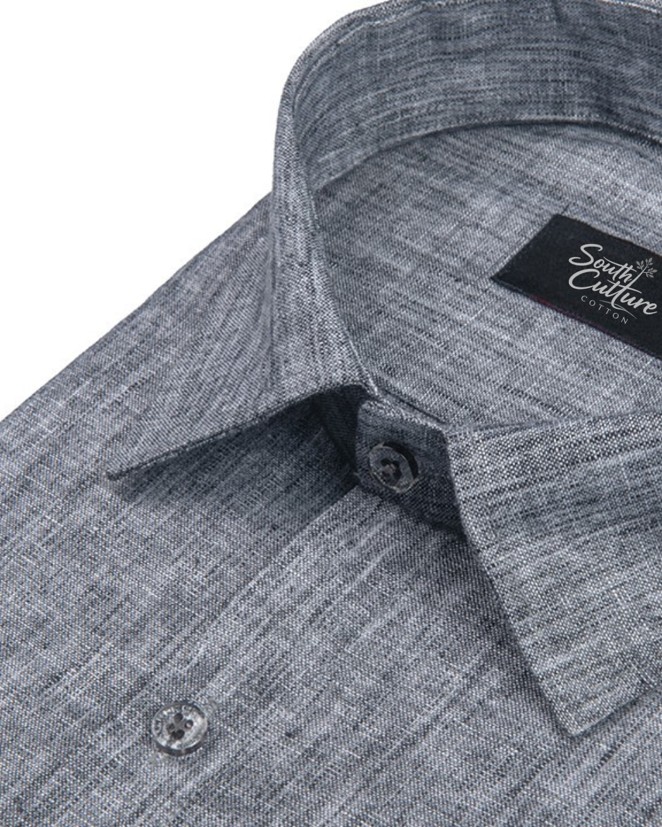 Cotton Linen Dark Gray Colour Shirt for Men
