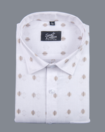 Linen Butta Geo Dot Print Gold Men Shirt