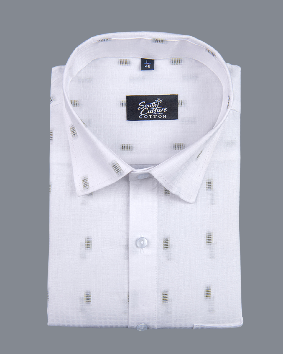 Linen Butta Micro Check Print Mehndi Touch Men Shirt