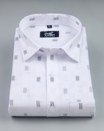 Linen Butta Mini Bar Print Navy Blue Men Shirt