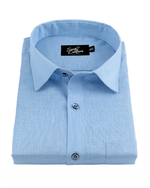 Premium Linen Blend Sky Blue Colour Men's Shirt