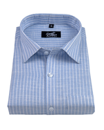 Light Sky Blue Cotton Shirt With Fine White Stripe Men Shirt
