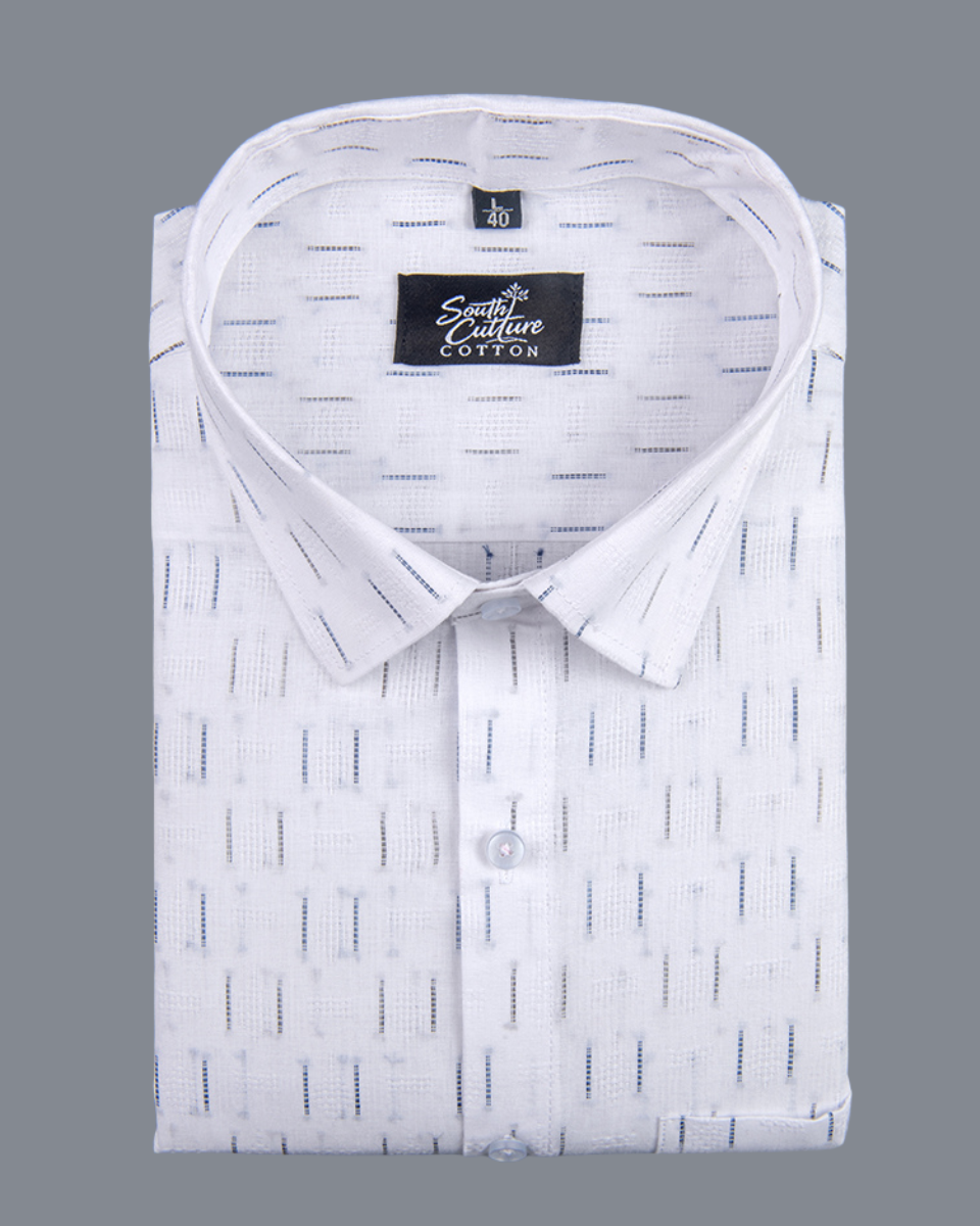 Linen Butta Vertical Dash Pattern Men Shirt
