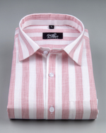 Linen Stripe Pink with White Men Shirt