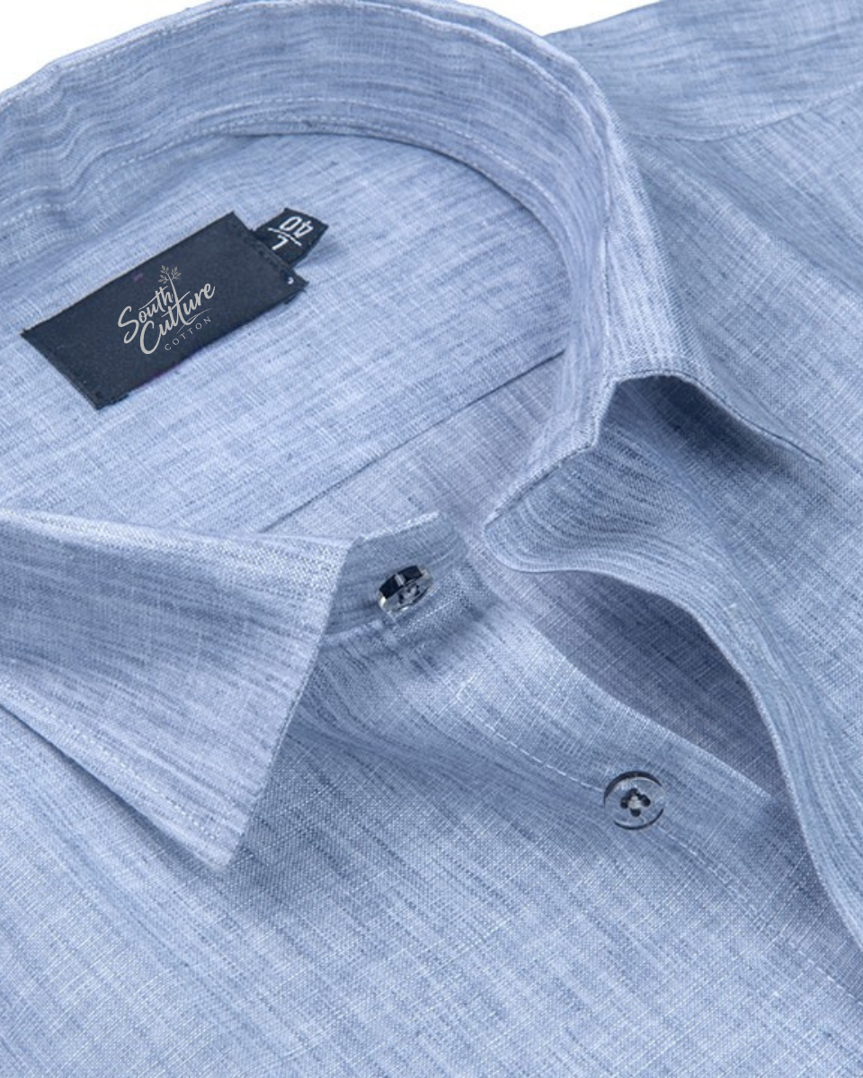 Cotton Linen Sky Blue Colour Shirt for Men
