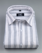 Linen Stripe Gray with White Men Shirt