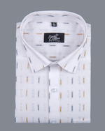 Linen Butta Arrow Print Gold Blue Men Shirt