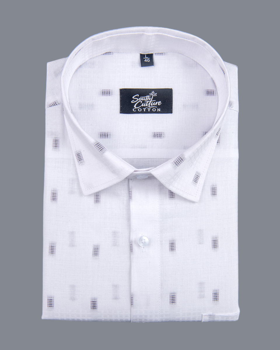 Linen Butta Micro Check Print Blue Touch Men Shirt