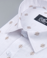 Linen Butta Geo Dot Print Gold Men Shirt