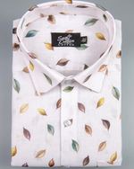 Italian Linen Dot Leaf Print Soft Cream Multi Mix