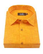Linen Texture Mango Gold Colour Men's Shirt